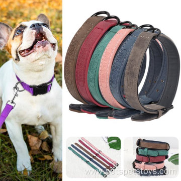 Soft Pet Dog Wide Leather Collar Large Dogs